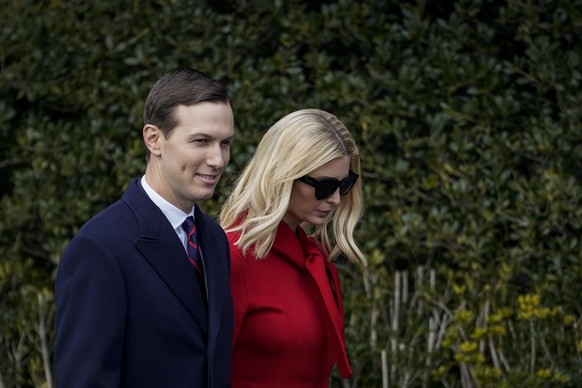 WASHINGTON, DC - JANUARY 29: (L-R) Senior advisors to President Trump Jared Kushner and Ivanka Trump arrive for a signing ceremony for the United States-Mexico-Canada Trade Agreement on the South Lawn ...