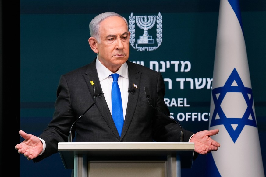 News Themen der Woche KW36 News Bilder des Tages Israel, Benjamin Netanjahu Pressekonferenz in Jerusalem Israeli Prime Minister Benjamin Netanyahu speaks during a news conference in Jerusalem, Monday, ...