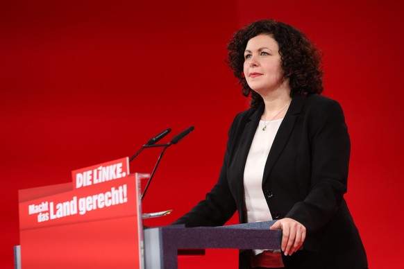 BERLIN, GERMANY - FEBRUARY 26: Amira Mohamed Ali, parliamentary co-chairperson of the German Die Linke (The Left) party, speaks on the first day of the party&#039;s virtual congress on February 26, 20 ...