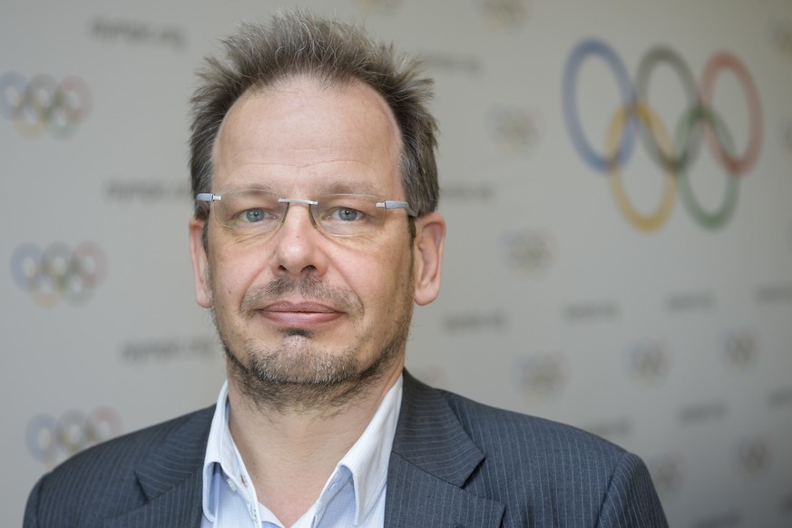 FILE - In this Dec. 5, 2017 file photo Hajo Seppelt, journalist for the German ARD Television, poses for photographer on the side line of the International Olympic Committee, IOC, Executive Board meet ...