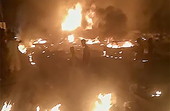 Nach der Explosion am Freitagabend – Screenshot aus einem Video.