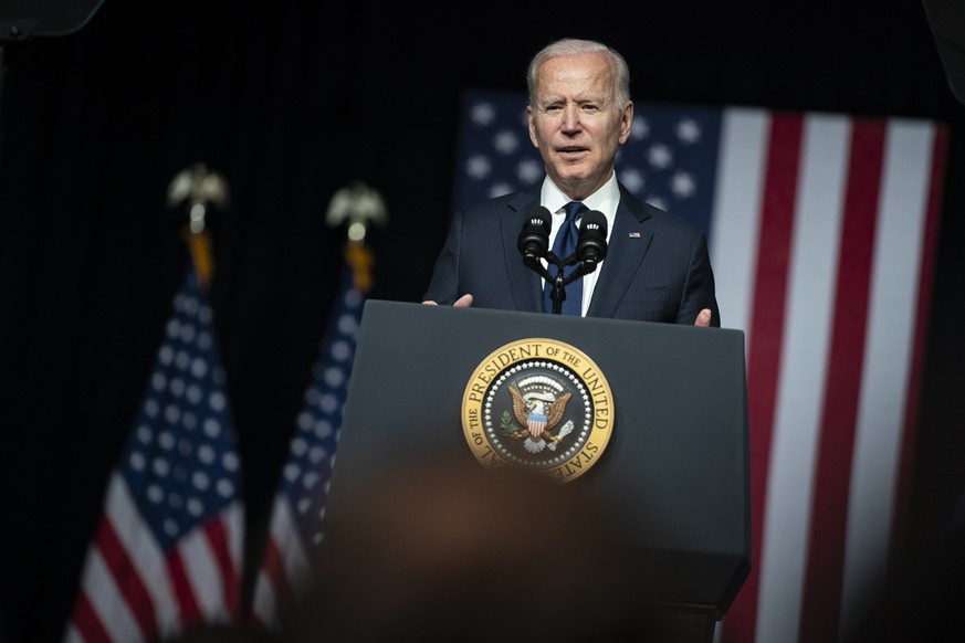 President Joe Biden speaks as he commemorates the 100th anniversary of the Tulsa race massacre, at the Greenwood Cultural Center, Tuesday, June 1, 2021, in Tulsa, Okla. (AP Photo/Evan Vucci)