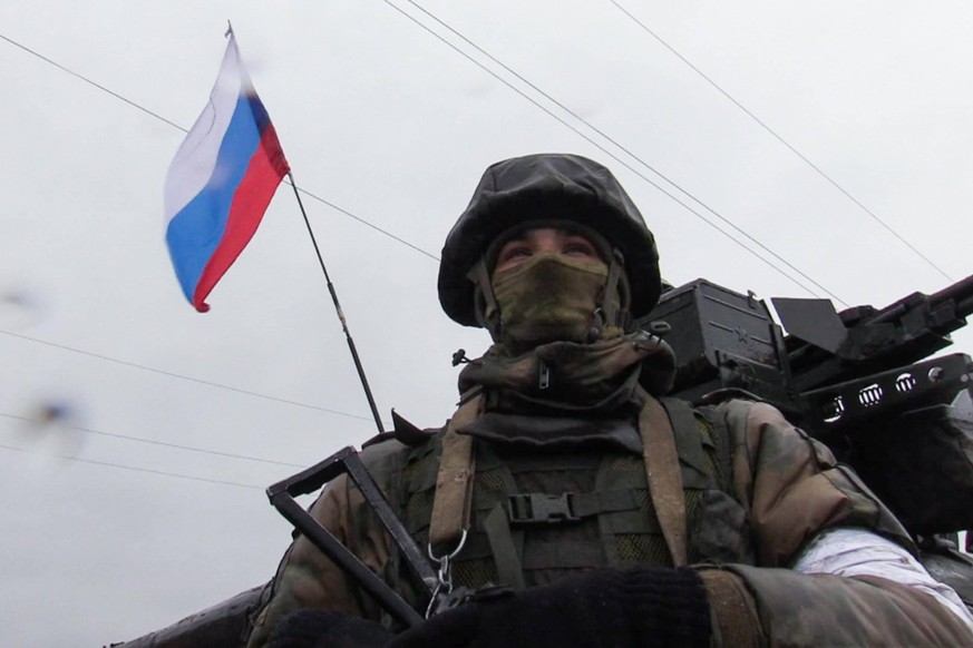 LUGANSK PEOPLE S REPUBLIC - MARCH 3, 2022: A serviceman of the Russian Armed Forces arrives to meet with combat units of the People s Militia of the Lugansk People s Republic in the rural town of Novo ...