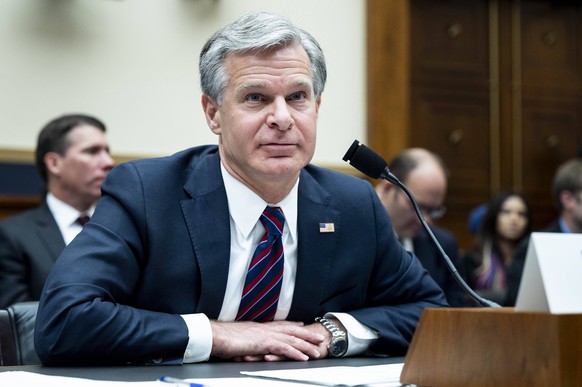 July 12, 2023, Washington, District of Columbia, USA: CHRISTOPHER WRAY, Director of the Federal Bureau of Investigation FBI, speaking at a hearing of the House Judiciary Committee at the U.S. Capitol. ...