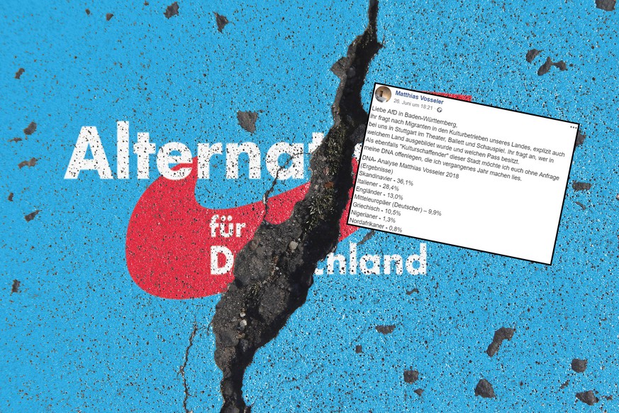 Symbolbild zur drohenden Aufspaltung der Partei und Bundestagsfraktion Alternative für Deutschland AfD nach dem Austritt von Frauke Petry: Parteilogo mit Spalt *** Symbol image to threat splitting the ...