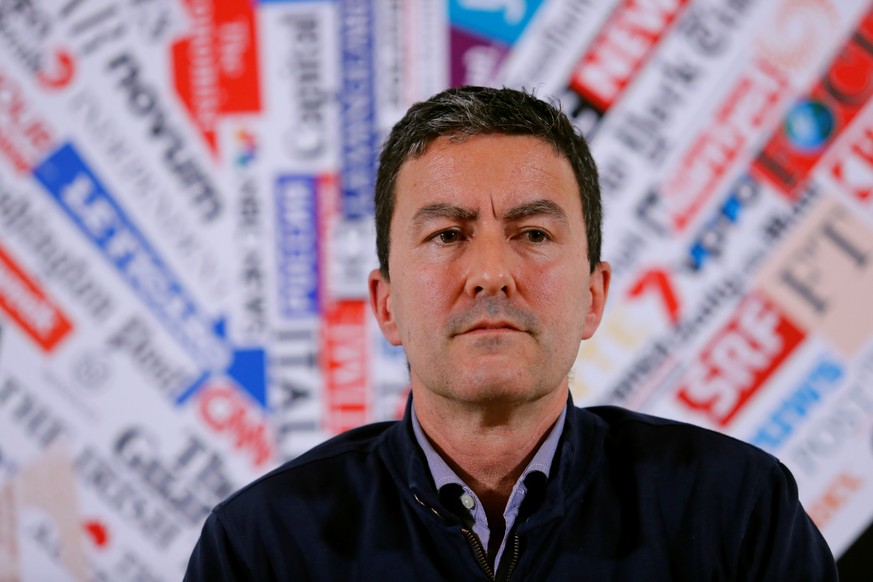 Candidate for the European elections, and Benito Mussolini&#039;s great-grandson, Caio Giulio Cesare Mussolini, looks on during a meeting at the Foreign Press Club in Rome, Italy, May 8 2019. REUTERS/ ...