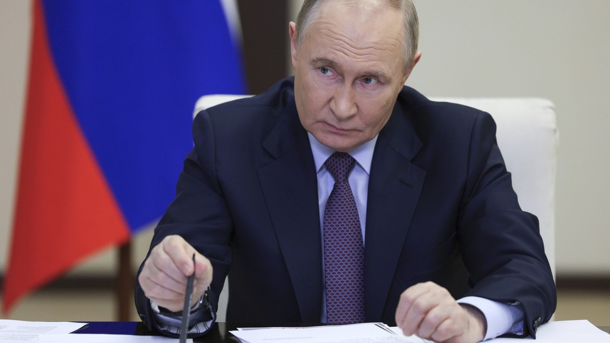 Russian President Vladimir Putin holds a meeting of the Presidential Council for State Policy on Promoting the Russian Language and Languages of the Peoples of the Russian Federation via videoconferen ...