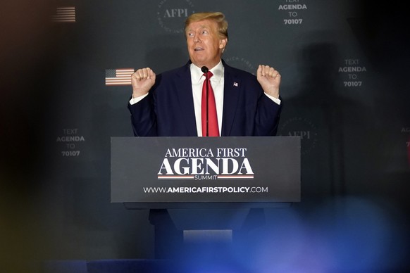 Donald Trump bei einer Tagung des Forschungsinstituts "America First Policy Institute" in Washington, D.C.