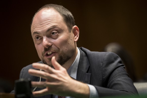 WASHINGTON, DC - FEBRUARY 28: Vladimir Kara-Murza, chairman of the Boris Nemtsov Foundation for Freedom, testifies during a Commission On Security And Cooperation hearing to discuss the legacy of and  ...