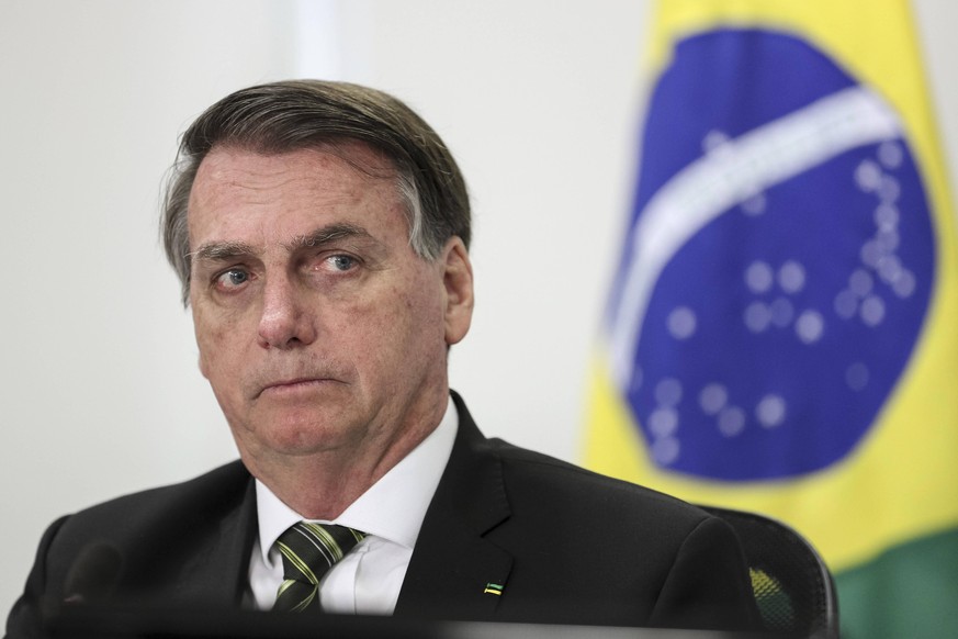 May 7, 2020, Brasilia, DF, Brazil: Brazilian President Jair Bolsonaro during a video conference inauguration ceremony for Ministers Luos Roberto Barroso and Luiz Edson Fachin for the Superior Electora ...