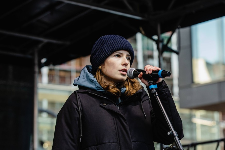 Hamburg-No-AFD-Germany 01/28/2024 Hamburg, Germany. Luisa Neubauer, a prominent climate activist and one of the primary organizers of the school strike for climate movement in Germany, commonly known  ...