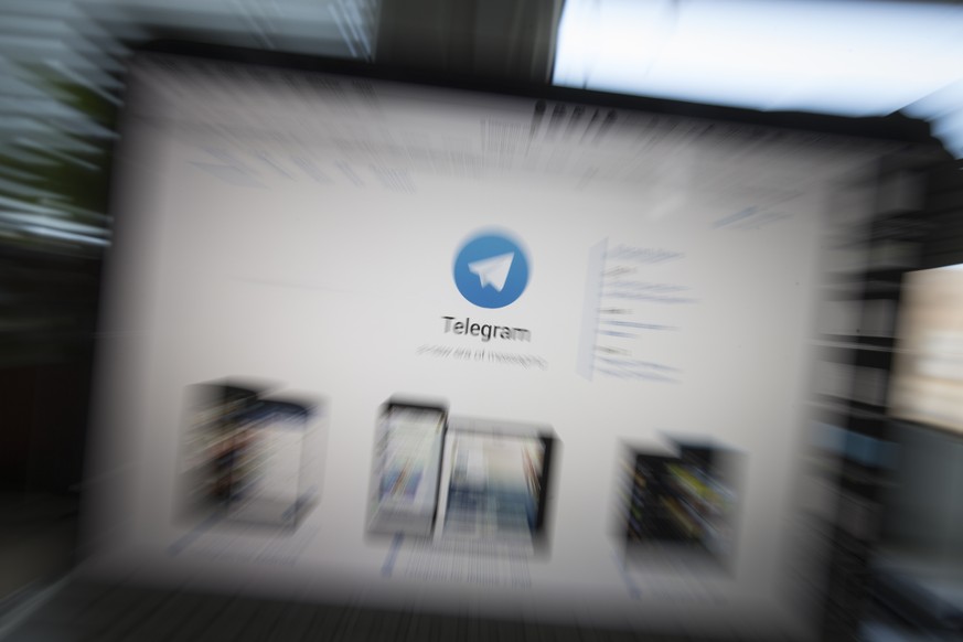 The website of the Telegram messaging app is seen on a computer&#039;s screen in Moscow, Russia, Tuesday, March 20, 2018. Russia&#039;s top court has ruled that the Telegram messaging app can be force ...