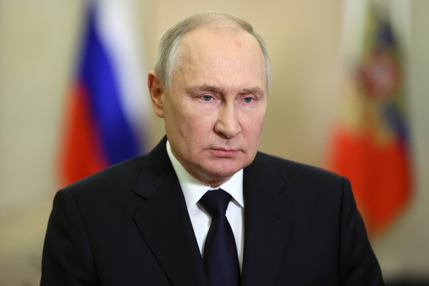 Russia Putin New Regions Accession Day 8527521 30.09.2023 Russian President Vladimir Putin delivers a video address on Day of Donetsk and Luhansk People s Republics, as well as the Kherson and Zaporiz ...