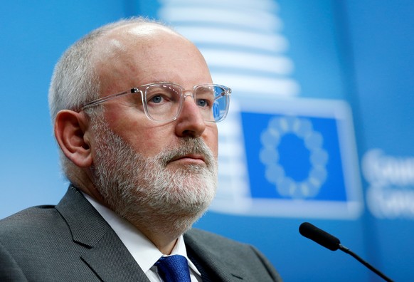 FILE PHOTO - European Commission First Vice-President Frans Timmermans addresses a news conference during a European Union&#039;s General Affairs Council in Brussels, Belgium, February 27, 2018. REUTE ...