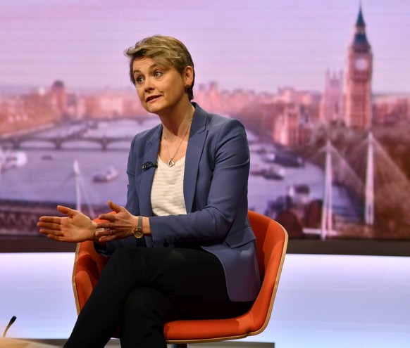 Britain's Normanton MP Yvette Cooper appears on BBC TV's The Andrew Marr Show in London, Britain January 27, 2019. Jeff Overs/BBC/Handout via REUTERS. THIS IMAGE HAS BEEN SUPPLIED BY A THIRD PARTY. NO ...