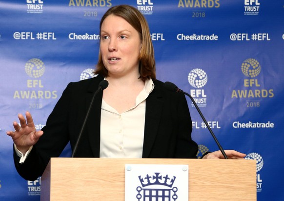Mandatory Credit: Photo by James Marsh/BPI/Shutterstock 9456968an Minister Tracey Crouch. EFL Community Awards, Terrace Pavilion, Houses of Parliament, London, UK - 12 Mar 2018 EFL Community Awards, T ...