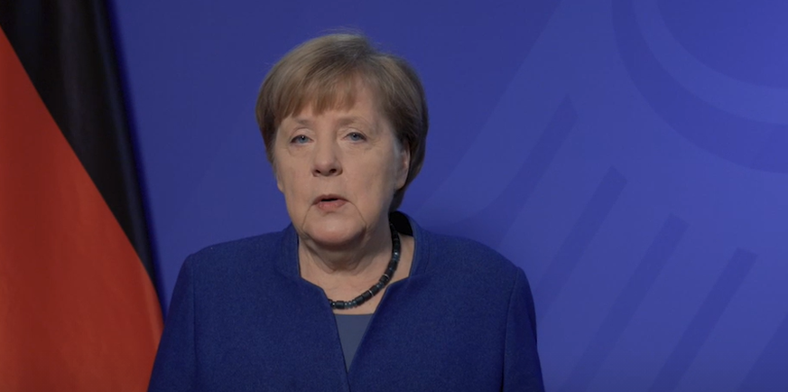 Angela Merkel verteidigte in ihrer Videobotschaft den europäischen Weg bei der Impfstoffbeschaffung.