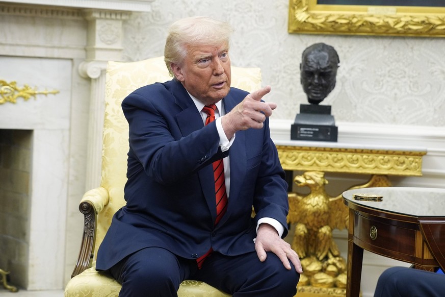 March 13, 2025, Washington, District Of Columbia, USA: United States President Donald Trump speaks during his meeting with Mark Rutte, Secretary General of the North Atlantic Treaty Organization NATO  ...