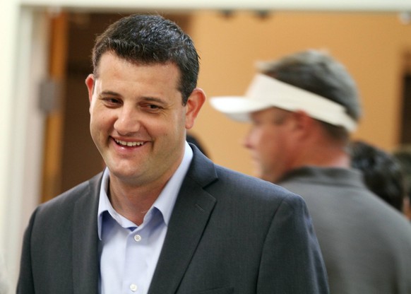 Nov. 2, 2010 - Hanford, CA, U.S. - HANFORD, CA 11/2/10.State assembly candidate David Valadao smiles while meeting with supporters at St. John s Hall in Hanford Tuesday, November 2, 2010. Valadao is r ...
