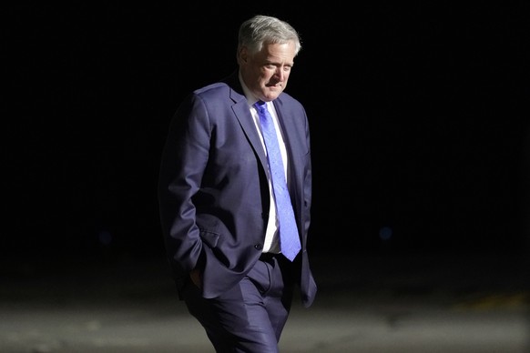 White House chief of staff Mark Meadows walks as President Donald Trump speaks at a campaign rally at Duluth International Airport, Wednesday, Sept. 30, 2020, in Duluth, Minn. (AP Photo/Alex Brandon)