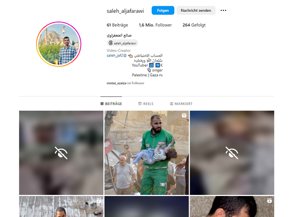 Ein Profil von vielen: Saleh Aljafarawi hat mehrere Accounts auf Instagram.