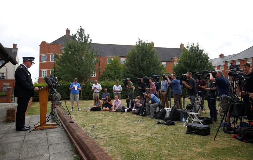 Deputy Chief Constable of Wiltshire Police Paul Mills addresses the media outside the Bowman Centre community hall, after two people were hospitalised and police declared a &#039;major incident&#039;, ...