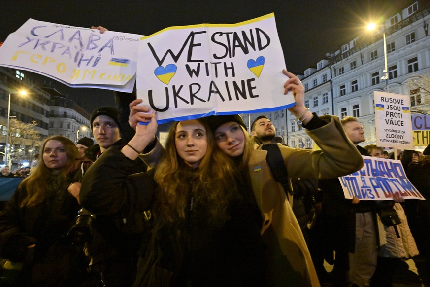 Million Moments for Democracy holds protest event in support of Ukraine in Wenceslas Square in Prague, Czech Republic, March 4, 2022. Ukrainian President Volodymyr Zelensky, organisers of similar even ...