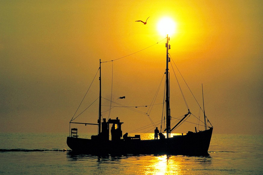 Fischerboot vor Soonnenuntergang, Fischkutter, Krabbenkutter, McPKST *** Fishing boat in front of sunset, fishing cutter, crab cutter, McPKST McPKST
