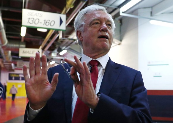 Pro-Brexit supporter and ex-Secretary of State for Exiting the European Union, David Davis arrives at a 'Leave Means Leave' rally at the University of Bolton, in Bolton, Britain, September 22, 2018. R ...