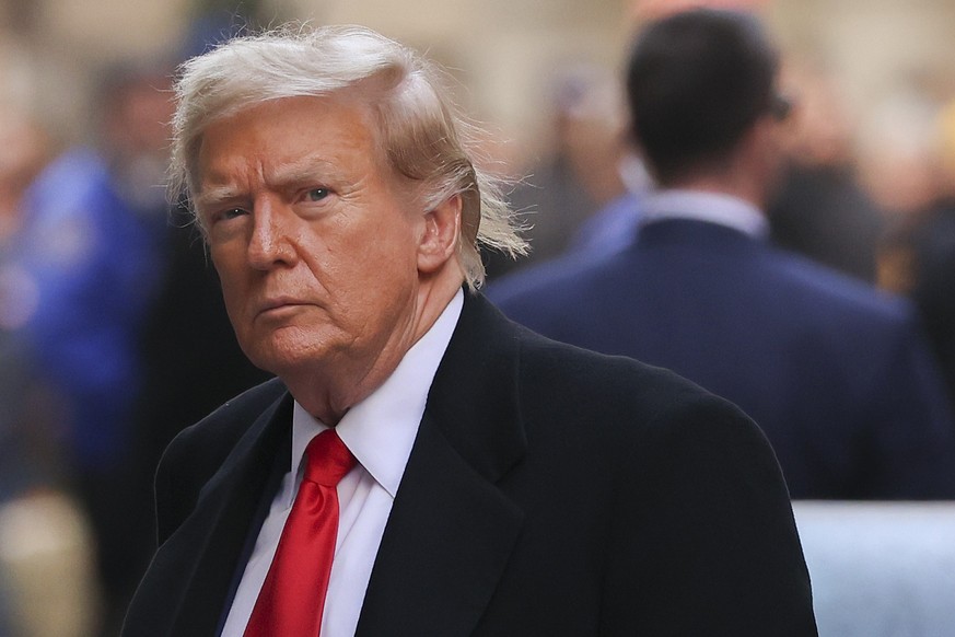 FILE - Former President Donald Trump arrives for a press conference at 40 Wall Street after a pre-trial hearing at Manhattan criminal court, March 25, 2024, in New York. Days after a New York judge ex ...