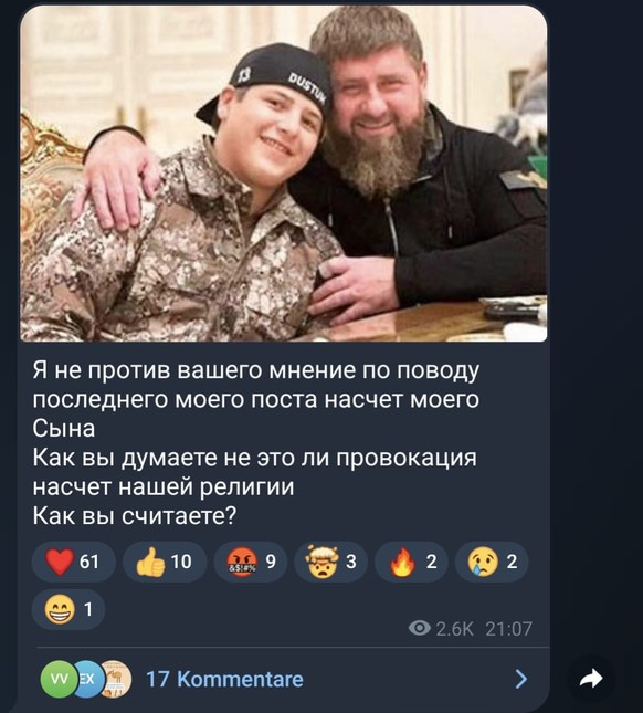 Kadyrow inszeniert seine minderjährigen Söhne auf Telegram.