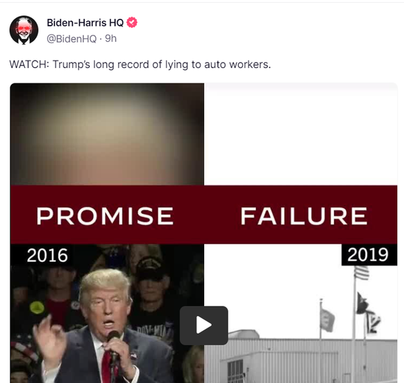 Das Biden-Team veröffentlich ein Video auf Trumps Plattform Truth Social, das seine Lügen aufzeigt.