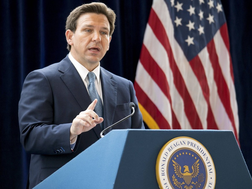 March 05, 2023 - Simi Valley, California, USA - Florida Governor RON DESANTIS discusses his new book, The Courage to be Free: Florida s Blueprint for America s Revival at the Ronald Reagan Presidentia ...