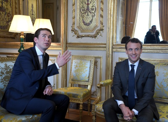 Von ganz außen ins Zentrum der Macht: Basti Kurz und Emmanuel Macron.