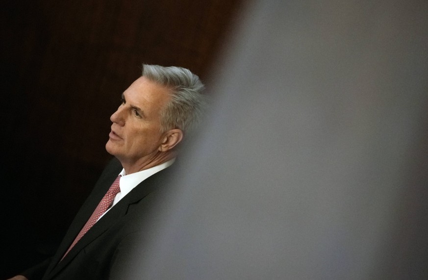 Rep. Kevin McCarthy, R-CA, stands in the chamber as voting continues for Speaker of the House at the U.S. Capitol in Washington, DC on Thursday, January 5, 2023. The House is still deadlocked over the ...