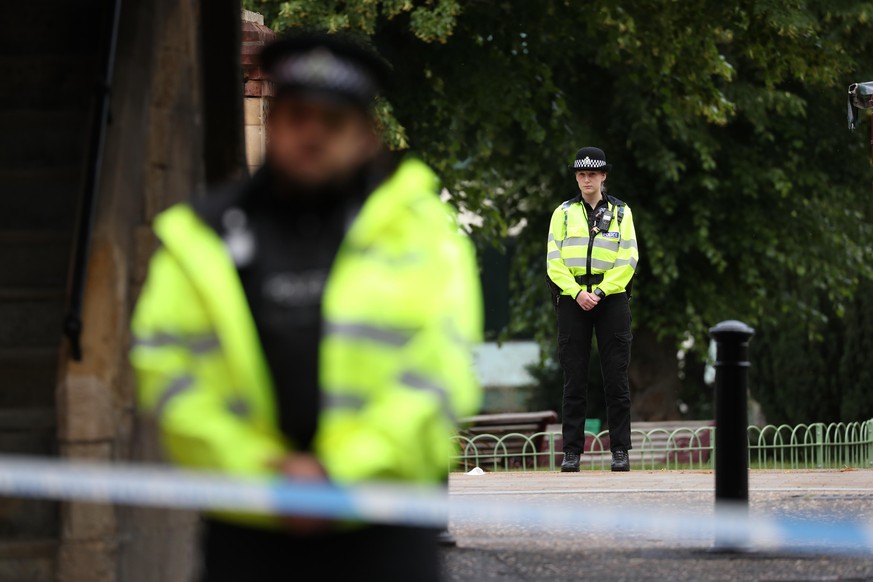 Forbury Gardens incident. Police at the Abbey gateway of Forbury Gardens in Reading town centre following a multiple stabbing attack in the gardens which took place at around 7pm on Saturday leaving t ...