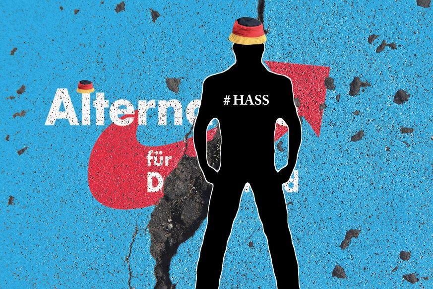 Symbolbild zur drohenden Aufspaltung der Partei und Bundestagsfraktion Alternative für Deutschland AfD nach dem Austritt von Frauke Petry: Parteilogo mit Spalt *** Symbol image to threat splitting the ...