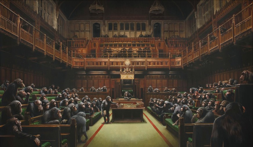 Das “Devolved Parliament” von Banksy (Öl auf Leinwand, 2009)