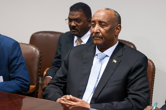 NEW YORK CITY, UNITED STATES - SEPTEMBER 23, 2022: Head of Sudan s Sovereign Council Abdel Fattah al-Burhan during a meeting with Russia s Foreign Minister Sergei Lavrov on the sidelines of the 77th s ...