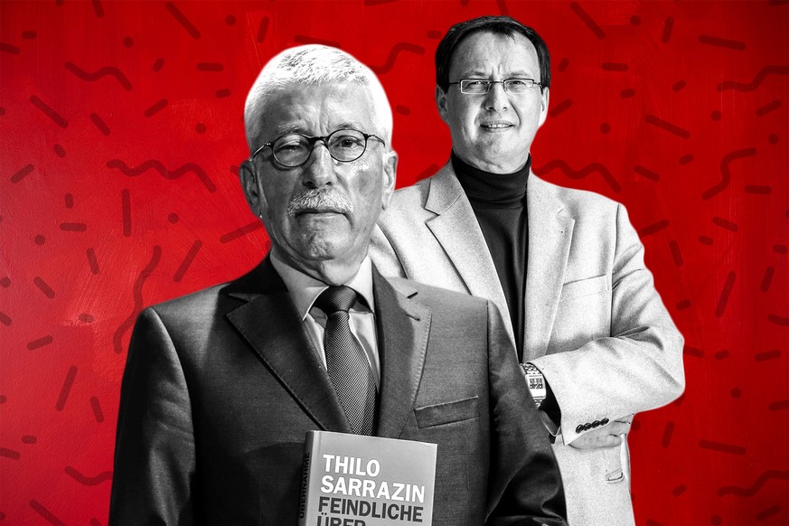 Den einen, Thilo Sarrazin (l.), will die SPD loswerden, weil er so rechts ist. Der andere, Oskar Helmerich, kam erst 2016 von der AfD in die SPD. Jetzt sorgen beide zusammen in Thüringen für Unmut.
