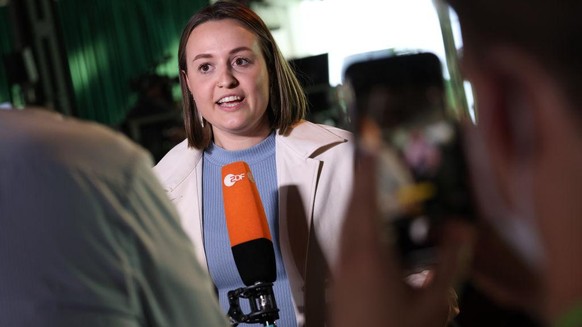 BERLIN, GERMANY - JUNE 11: Anna Peters, federal head of the German Greens Party youth section, attends the virtual federal party congress on June 11, 2021 in Berlin, Germany. During the three-day even ...