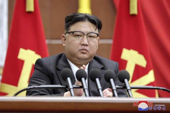 FILE - In this photo provided by the North Korean government, North Korean leader Kim Jong Un delivers a speech during a year-end plenary meeting of the ruling Workers&#039; Party, which was held betw ...