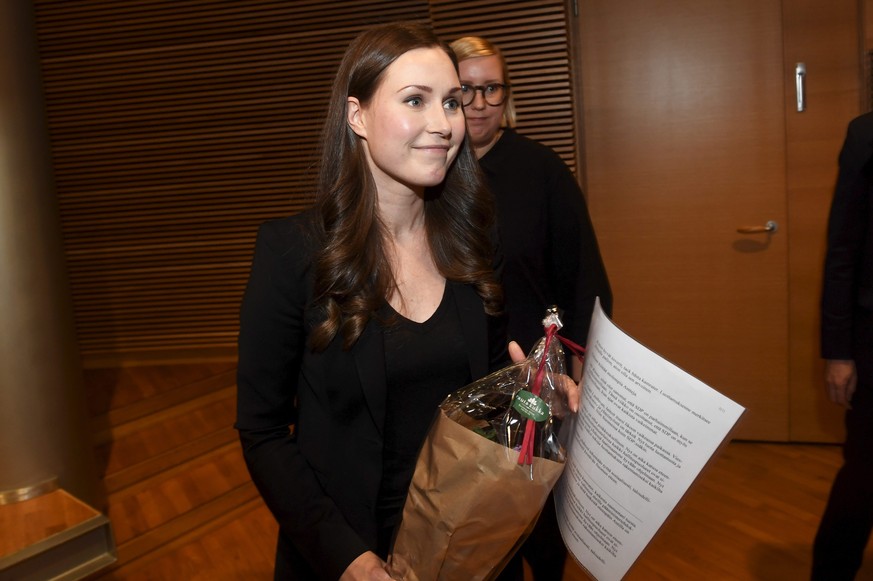 The candidate for the next Prime Minister of Finland, Sanna Marin, after the SDP s Prime Minister candidate vote in Helsinki, Finland, on Sunday, Dec. 8, 2019. Helsinki Finland PUBLICATIONxNOTxINxSUIx ...