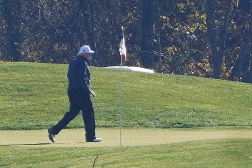 U.S. President Donald Trump plays golf at the Trump National Golf course shortly after news media declared U.S. Democratic presidential nominee Joe Biden the winner of the 2020 U.S. presidential elect ...