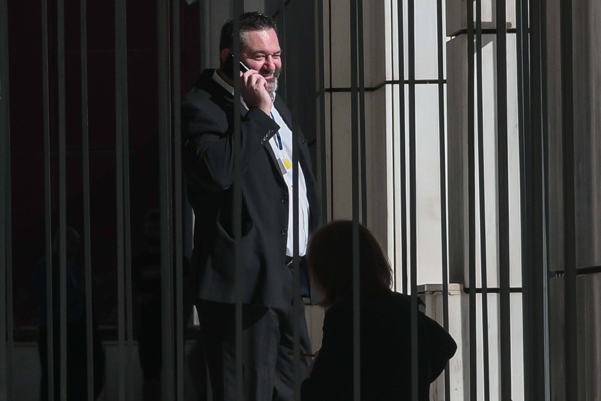 October 12, 2020, Athens, Greece: European Parliament member Ioannis Lagos who had been found guilty along with others of leading a criminal organization, and face five to 15 years in prison, talks in ...