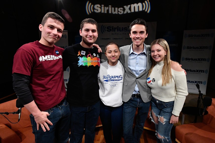 WASHINGTON, DC - MARCH 23: Dan Rather hosts a SiriusXM Roundtable Special Event with Parkland, Florida, Marjory Stoneman Douglas High School Students and activists (L-R) Cameron Kasky, Alex Wind, Emma ...
