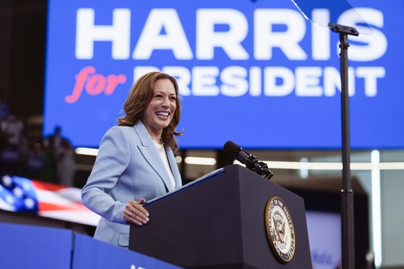 Vice President Kamala Harris speaks during a campaign rally, Tuesday, July 30, 2024, in Atlanta. (AP Photo/John Bazemore)