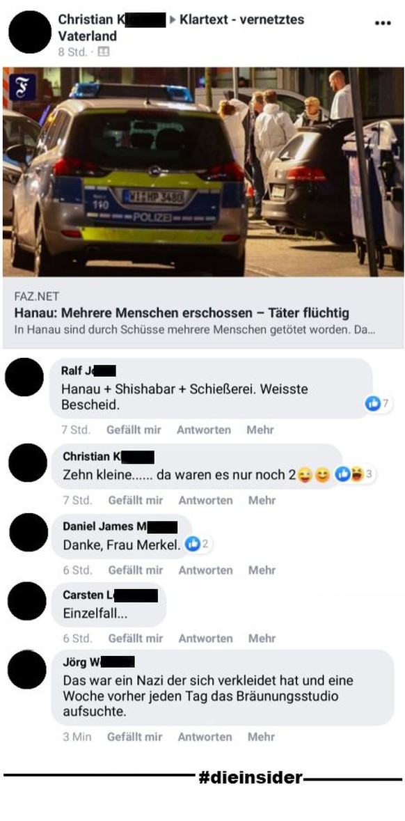 "Shishabar + Schießerein. Weisste Bescheid" urteilt ein Facebook-Nutzer voller Vorurteile.