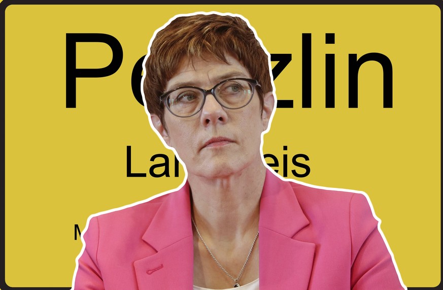 Ortseingansschild der Gemeinde Penzlin im Landkreis Meckenburgische Seenplatte in der CDU und AfD eine gemeinsame Fraktion beschlossen haben Witzwort Schleswig-Holstein Deutschland *** Local entrance  ...