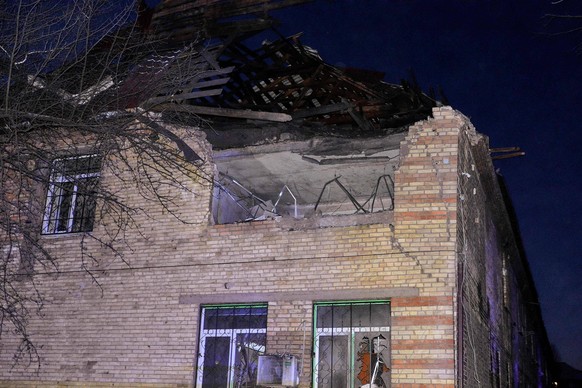 December 14, 2022, Kyiv, Ukraine: A destroyed house can be seen as a result of an Iranian drone Shahed 136 hit by Russia, December 14, 2022. It was reported that ten separate explosions occurred in Ky ...